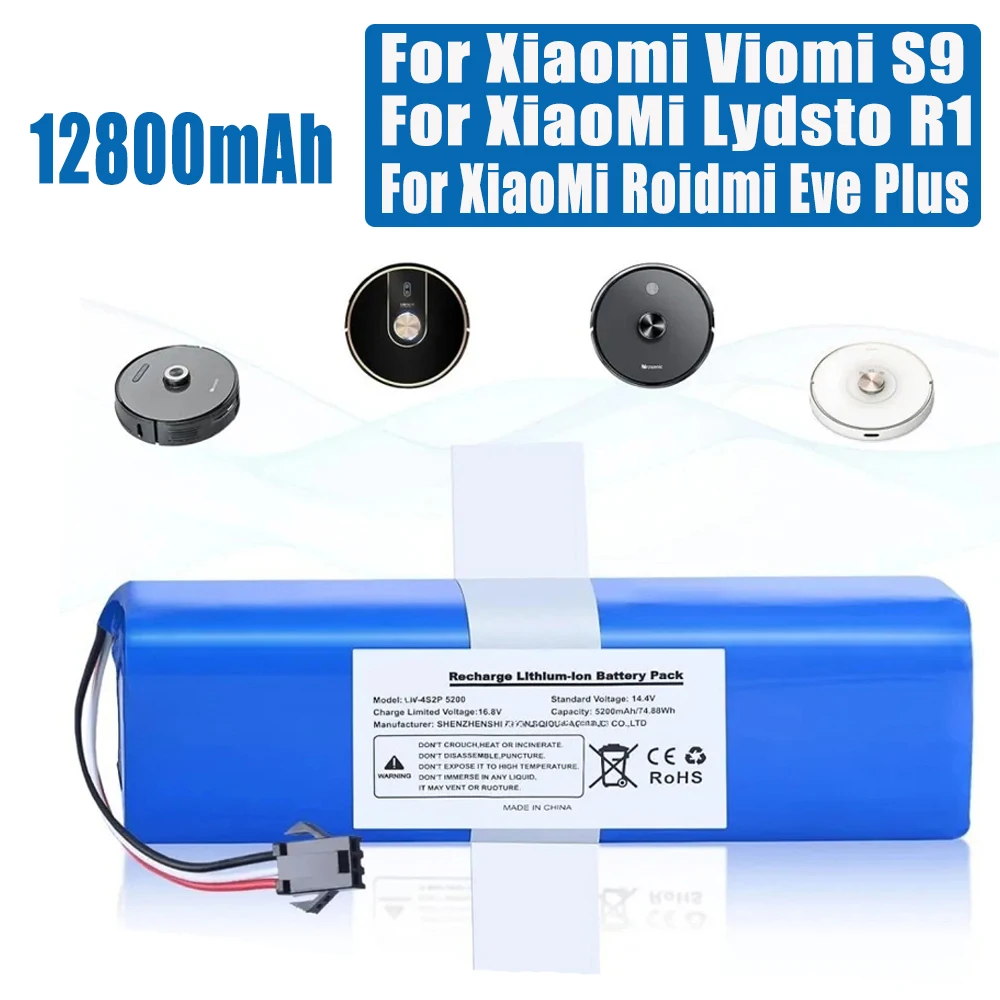 Vervanging Voor XiaoMi Lydsto R1 Roidmi Eve Plus Viomi S9 Robot Stofzuiger Batterij Capaciteit 12800mAh Accessoires Onderdelen