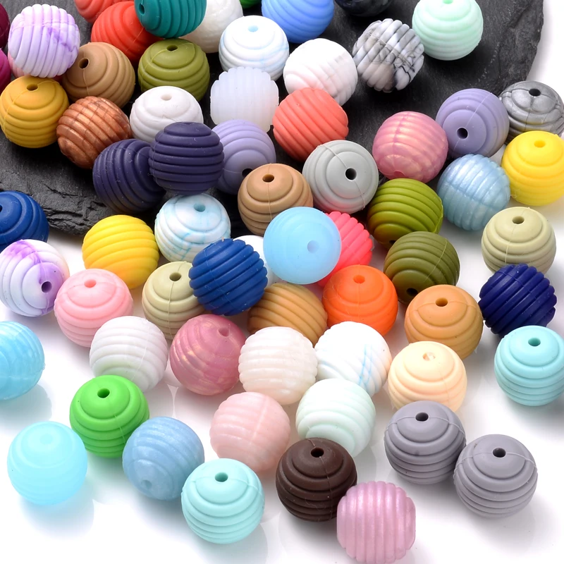 10/20Pcs 15mm Silicone Spiral Beads Silicone Round DIY Nursing Honeycomb Beads Baby Teether Jewelry Making Accessories
