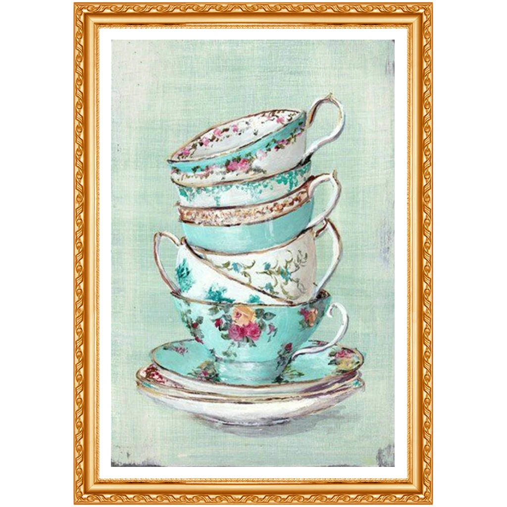 DIY Cups and plates 5D diamond embroidery home decor diamond  square diamond painting cross stitch crafts