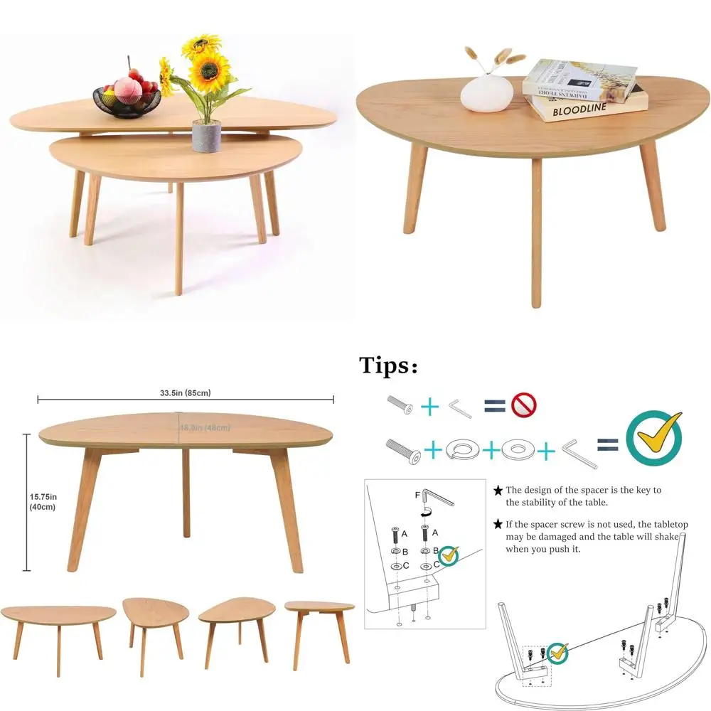 

Современный овальный журнальный столик середины века, натуральное дерево, минималистичный центральный элемент для гостиной, диаметр 18,9 x 33,47 ширина x 15,75 высота