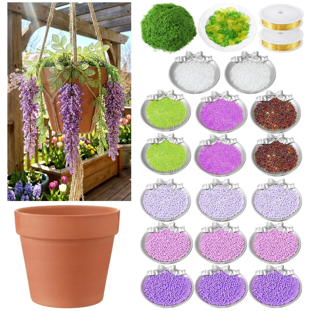 Forever Plant Beading Kit Translucent Permanent Faux Decor Kit Diy Beading Material Kit No-Wilt For Balcony Home Decor Hanging