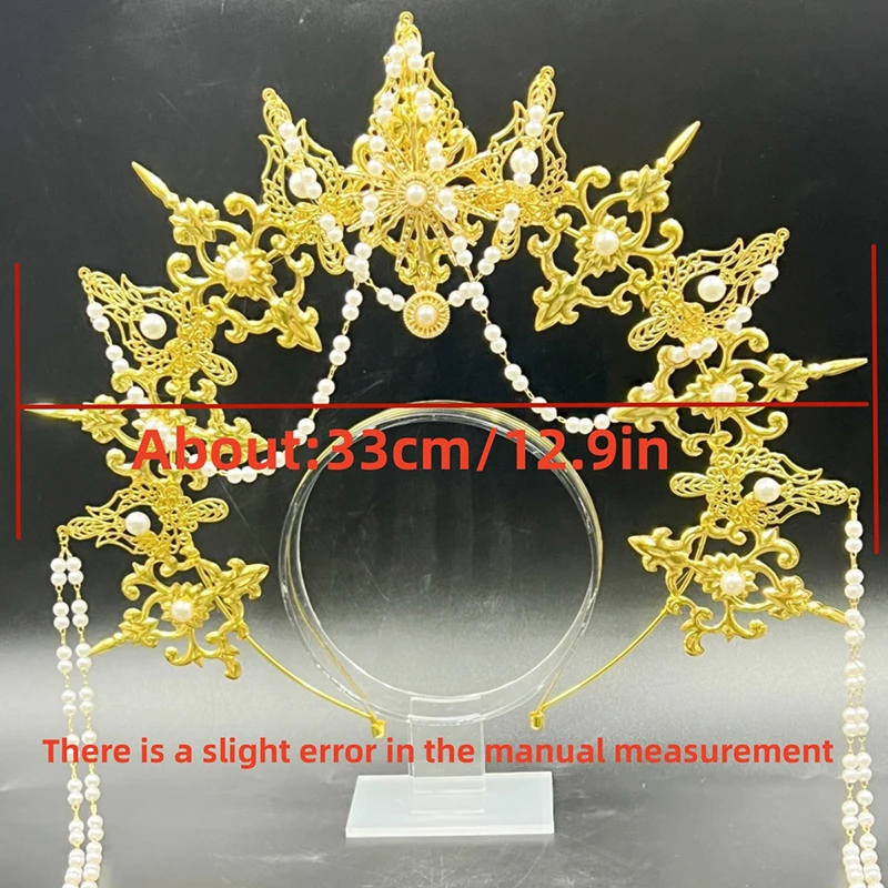 Lolita metal Sun Goddess Crown headwear Virgin Apollo pearl exaggerated halo Pope headwear outfit 4