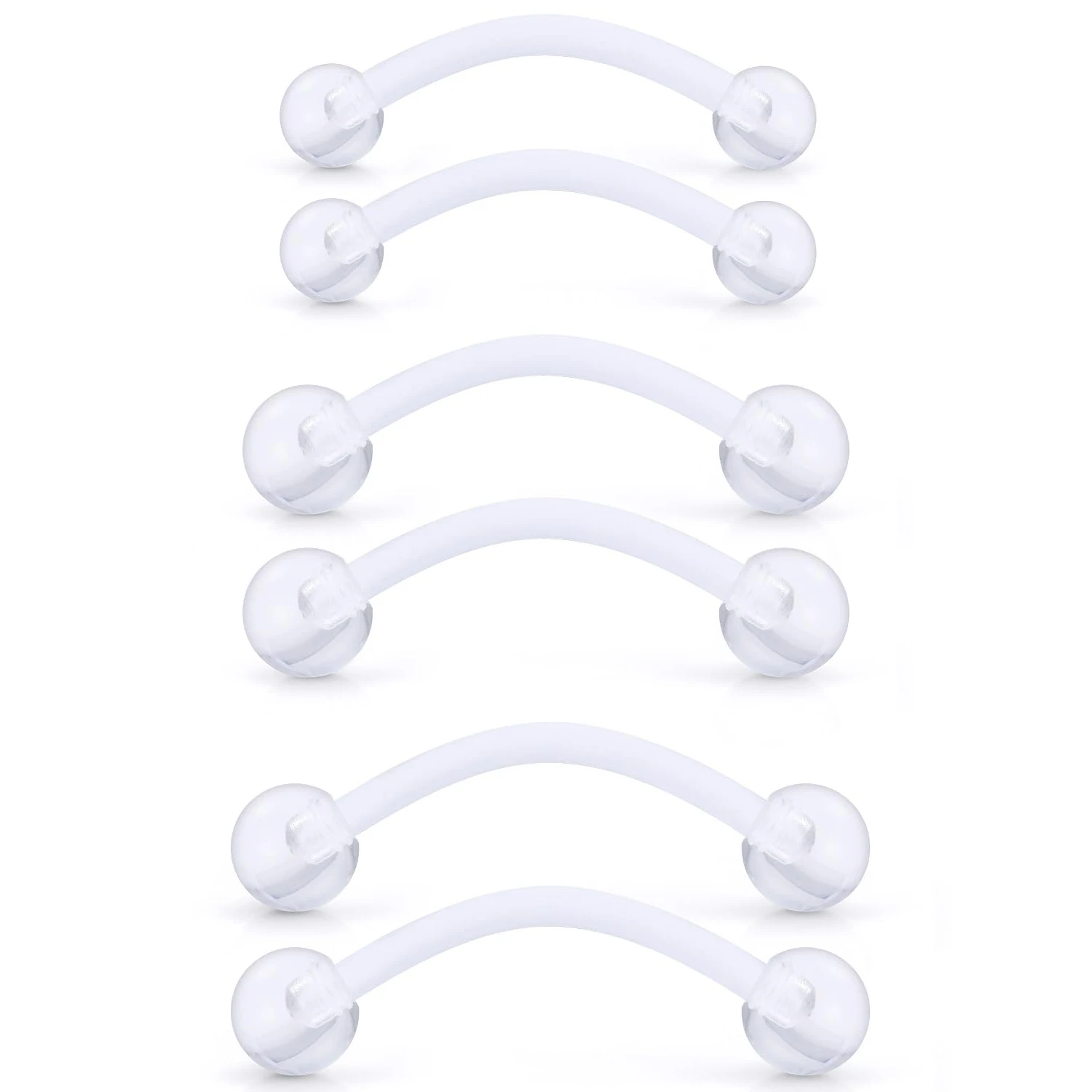 Plastic Piercing Jewelry 14G Clear Tongue Rings Bar Length 12mm 14mm 16mm Curved Barbell Retainer Pregnancy Belly Rings Women