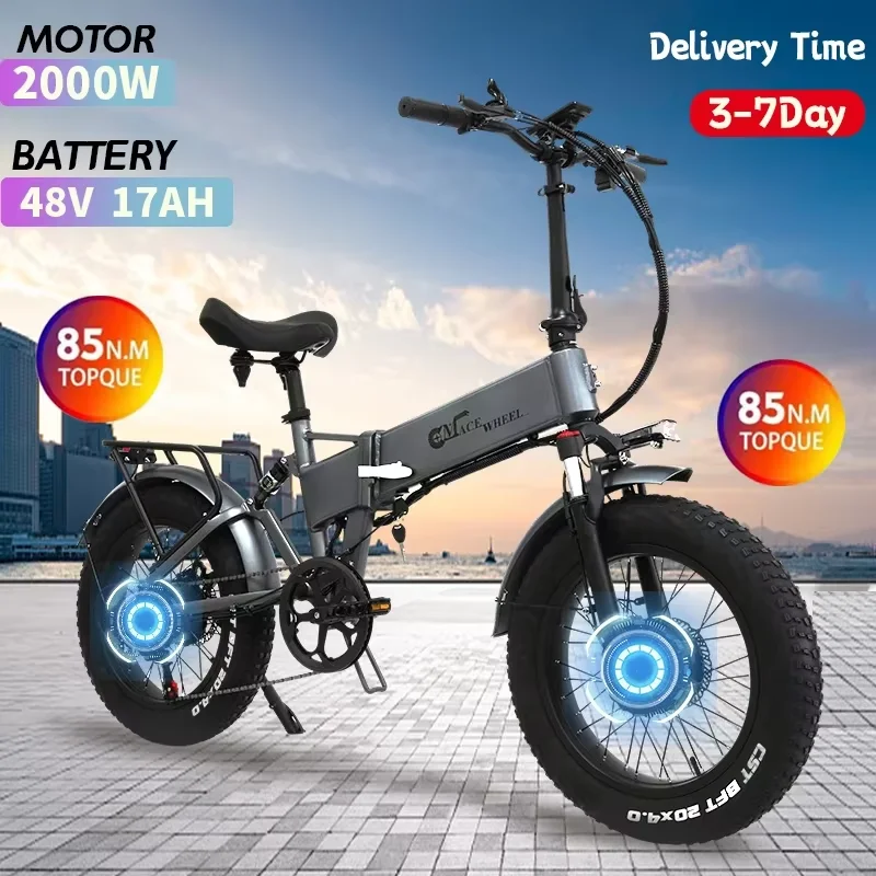 2024 New CMACEWHEEL RX20MAX E-bike 2000W Powerful Electric Bicycle 48V 17AH 20inch*4.0 Fat Tyre Dual Motor Foldable Ebike