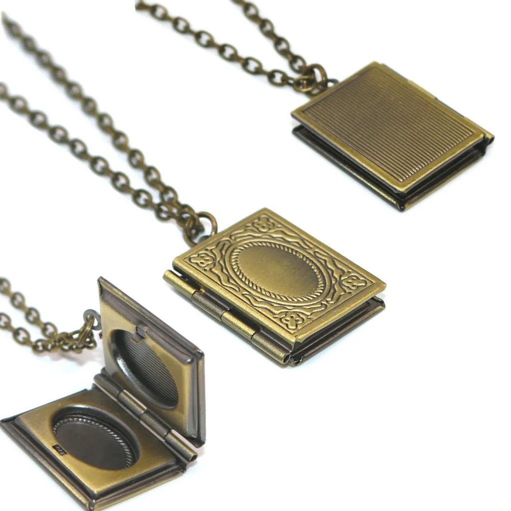 Vintage Copper alloy Oval /Square Pendant Necklace Photos Locket Necklace Commemorate love Charms Jewelry Accessories