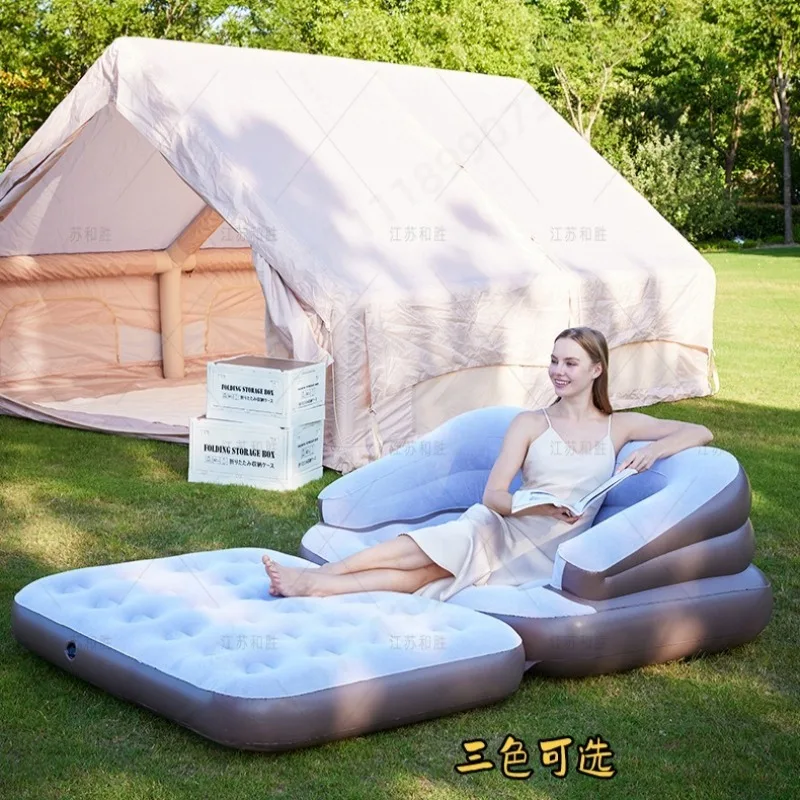 Double Inflatable Sofa Floor Bunk Outdoor Camping Tent Lazy Air Bed Moisture Proof Inflatable Mattress