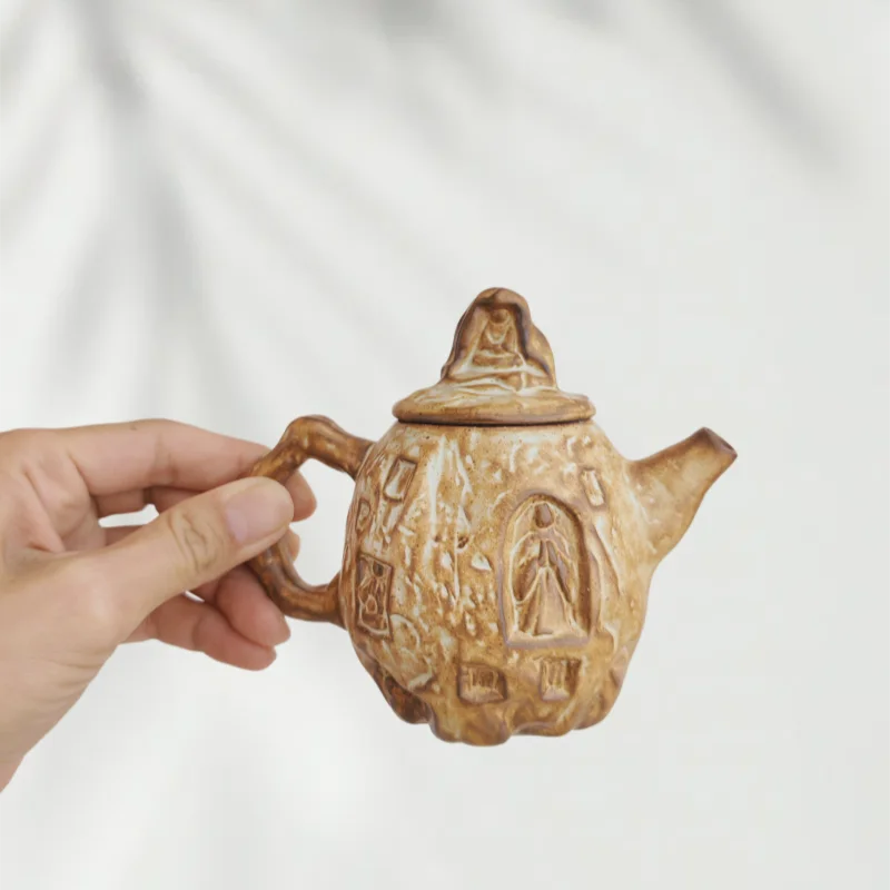 Old Rock Mud Rough Pottery  Tea Pot Retro Teapot Tea Kettle Tea Ceremony Tea Making Single Pot Tea Ceremony