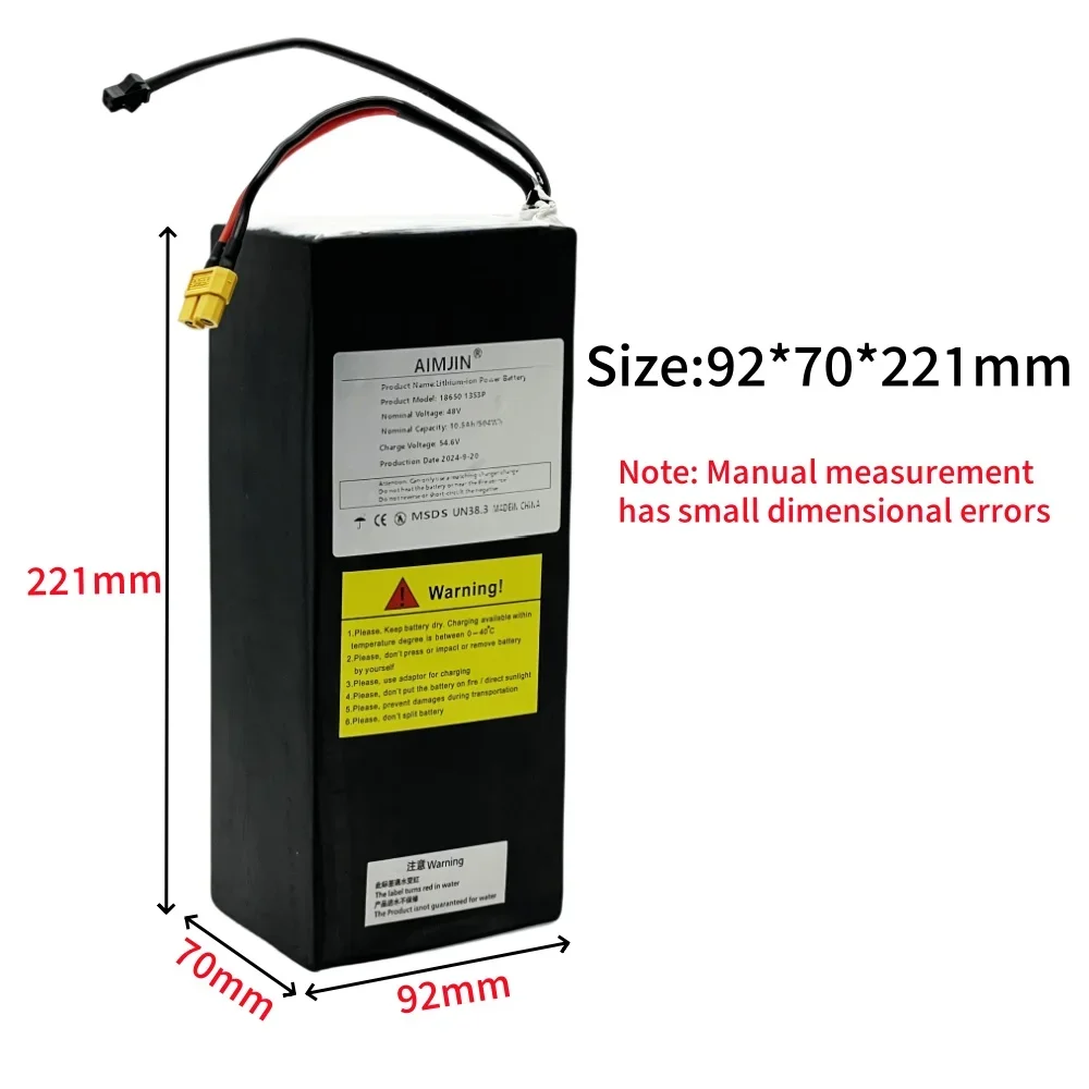 Batterie Rechargeable/Lithium-Ion 13S3P 48V 10500mAh 18650, adaptée à la batterie de vélo Kugoo V1 avec BMS