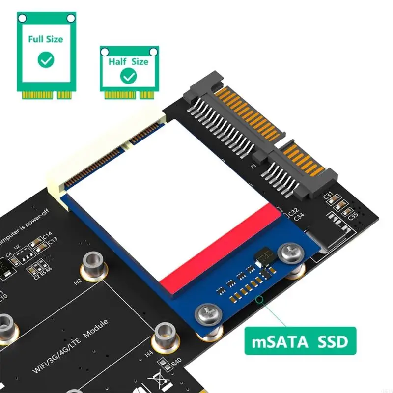 2 Trong 1 mini PCIe thành pcie 1x msata thành bộ chuyển đổi SATA3 giúp tăng cường hiệu suất của PC cho đĩa rắn WiFi 3G MSATA