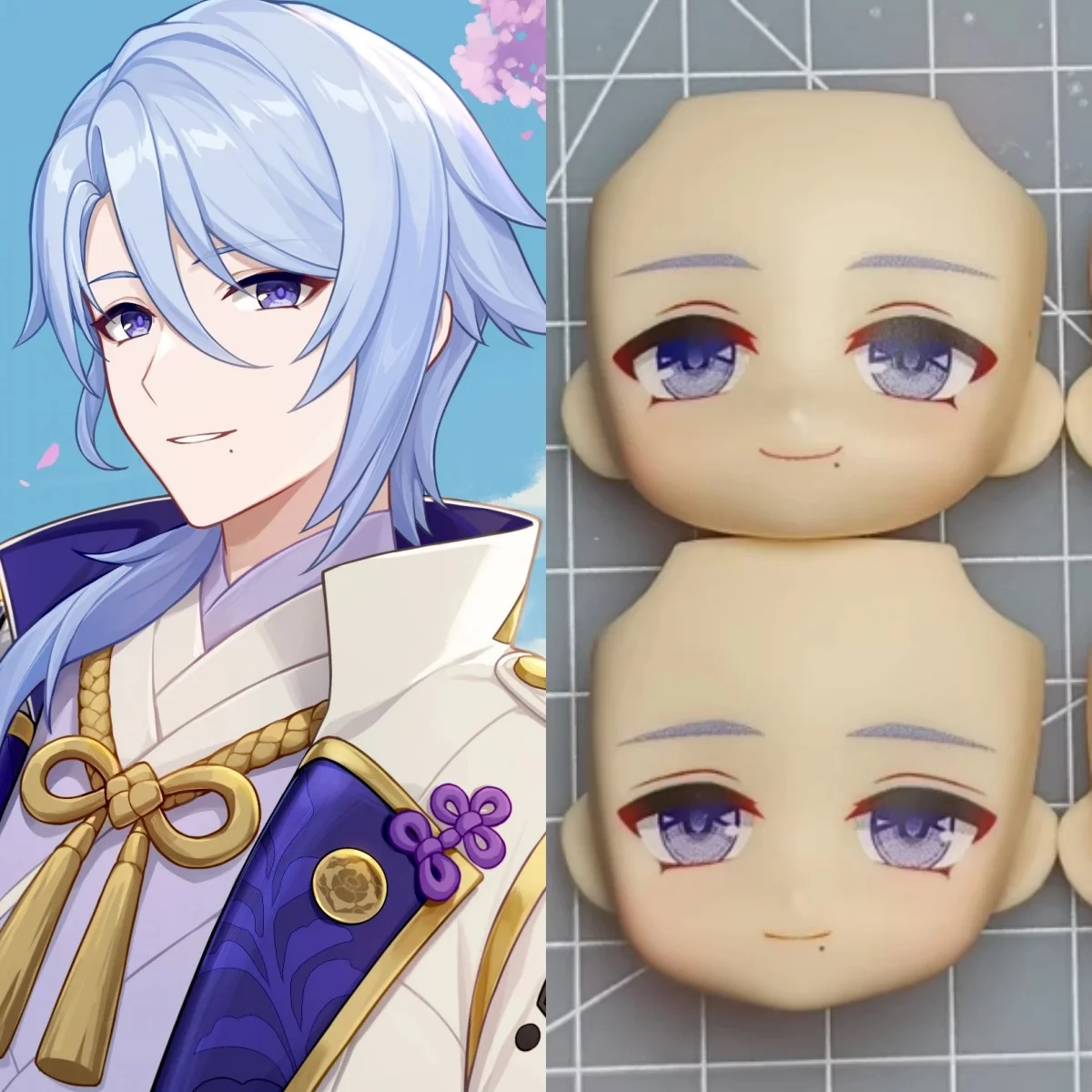 

Kamisato Ayato Ob11 Finished Face 1/12 Bjd Doll Handmade Water Sticker Faceplate Anime Cosplay Toy Accessories