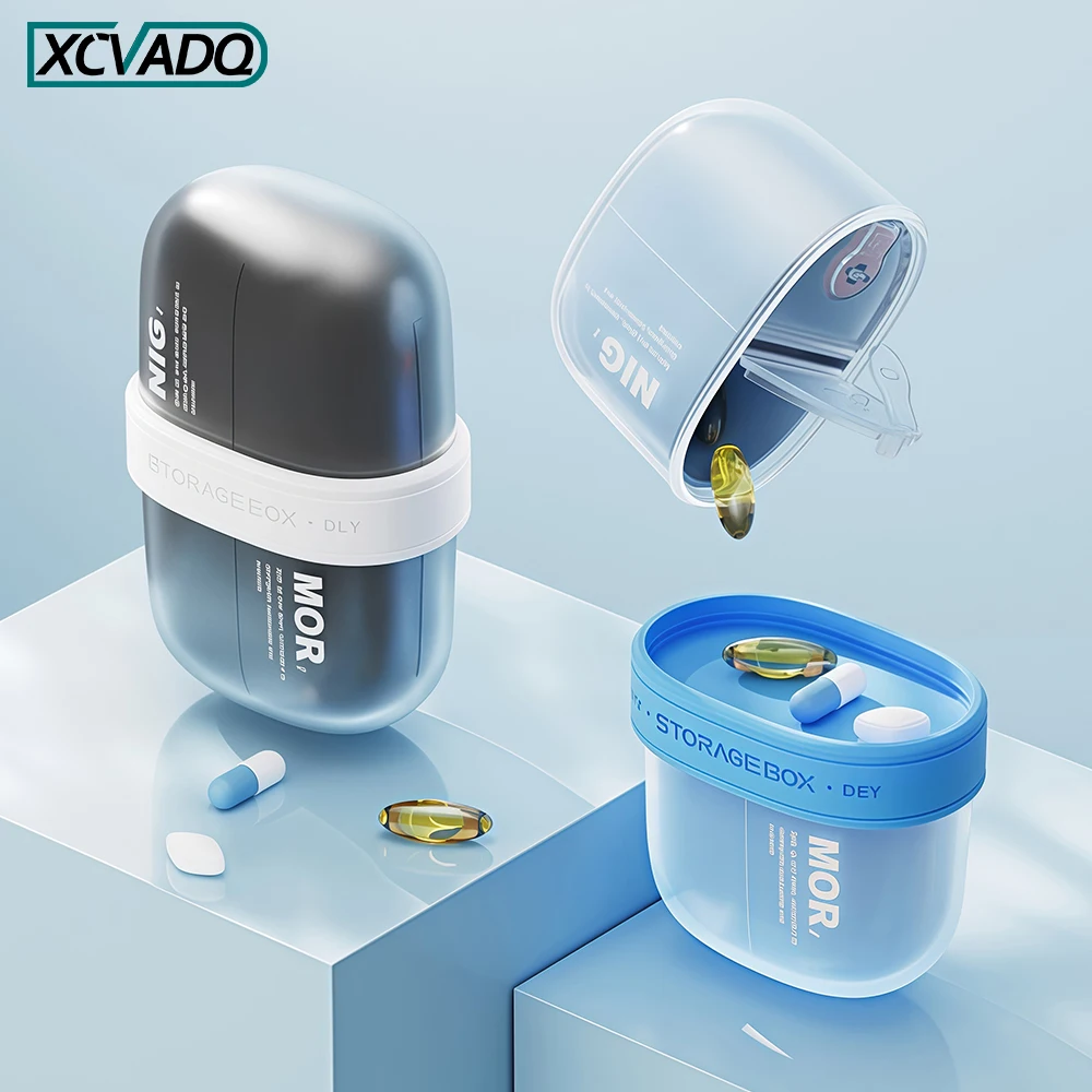 1pcs  Portable Small Pill Box 4 Compartments Daily Travel Pill Case Mini Container for Purse Pocket Compact Medicine Organizer