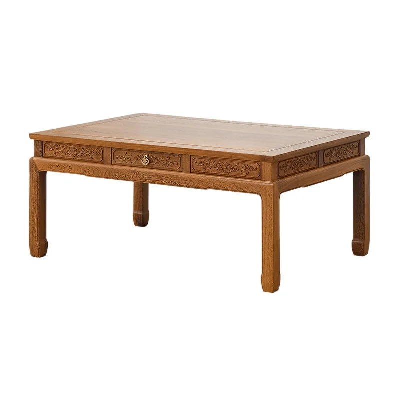 

Chicken wing wood large coffee table rectangular antique Chinese solid wood simple kung fu tea table tea table