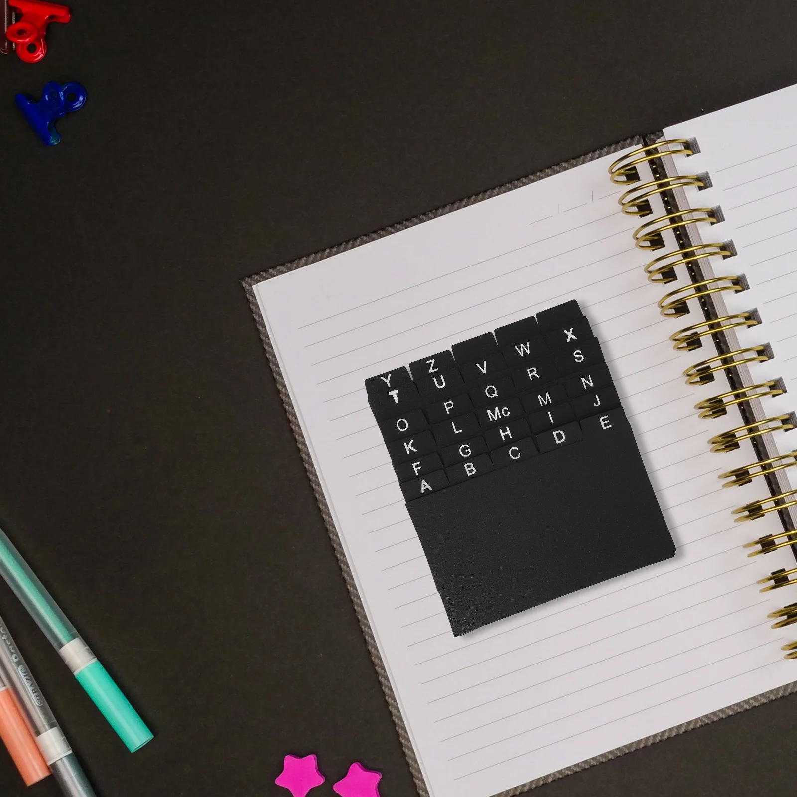 

30pcs Index Card Dividers Plastic Black Record Classification Cards Alphabet Tab Dividers For Document Organization Notebook