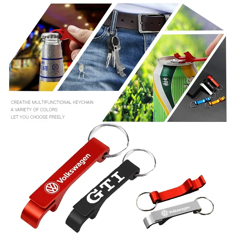 

Car Logo Beer Bottle Opener Keychain Metal Key Ring For VW Volkswagen Golf Arteon T-Cross GTI T-ROC Eos Caddy Beetle Tiguan T5