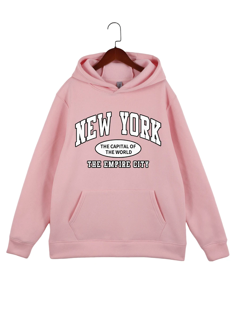نيويورك عاصمة العالم المطبوعات هوديس القطن المرأة أساسيات جيب البلوز رياضي فضفاض البلوز الشتاء الصوف القمم #1