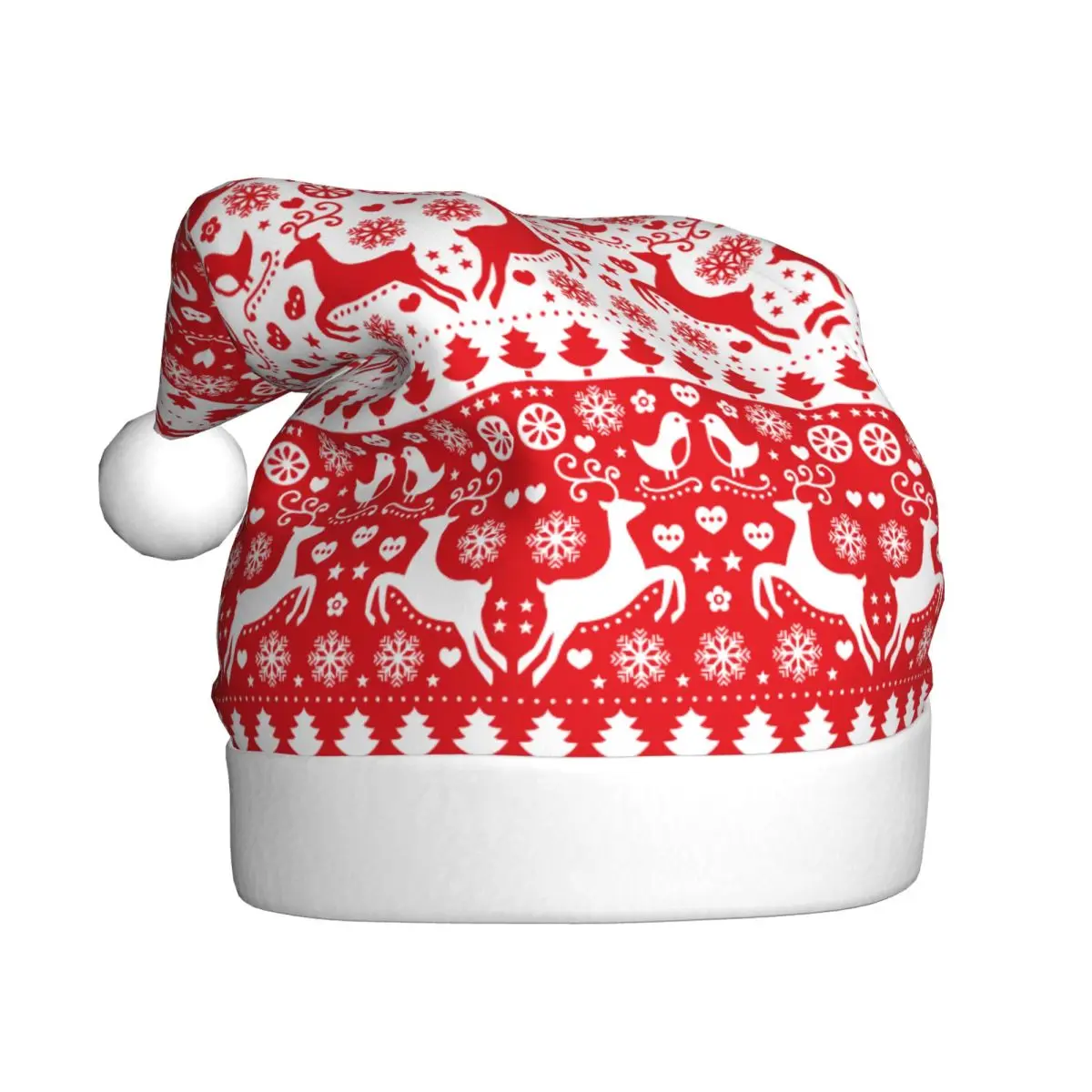 Red Merry Christmas Reindeer Plush Kawaii Christmas Hats for Adult Men Women New Year Santa Hat Cap Xmas Decoration Headdress