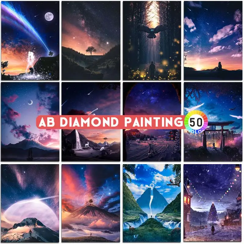 AB Diamond Painting DIY Fantasy Landscape Embroidery Cross Stitch Interstellar Mosaic Art Wall Stickers Home Decor