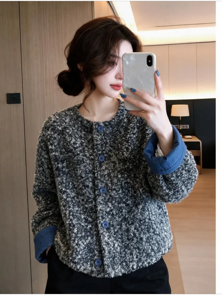 Lamb Fur Jacket Women's Thickened Cotton Short Loose Style Warmth Outerwear Casual Commute Business Outdoor Daily Wear