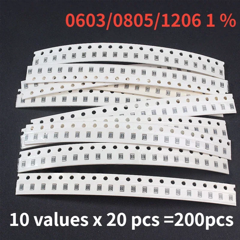 1 Pack 0603 0805 1206 SMD Resistor Assorted Kit Accuracy 1% 10 Values 0.1R~1R Ohm Precision Resistors DIY Electronic Kit