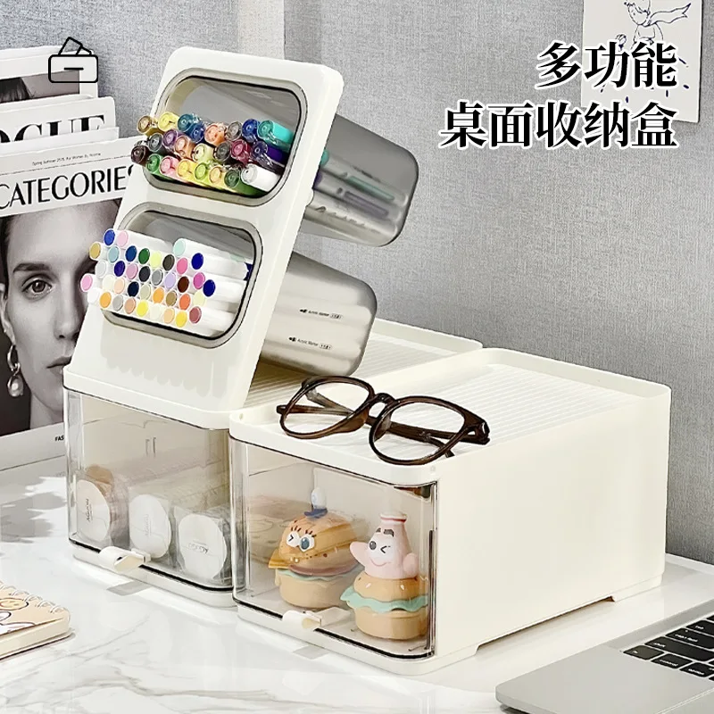 Large Stackable Pet Desktop Pen Marker Organizer Inclined Compartments