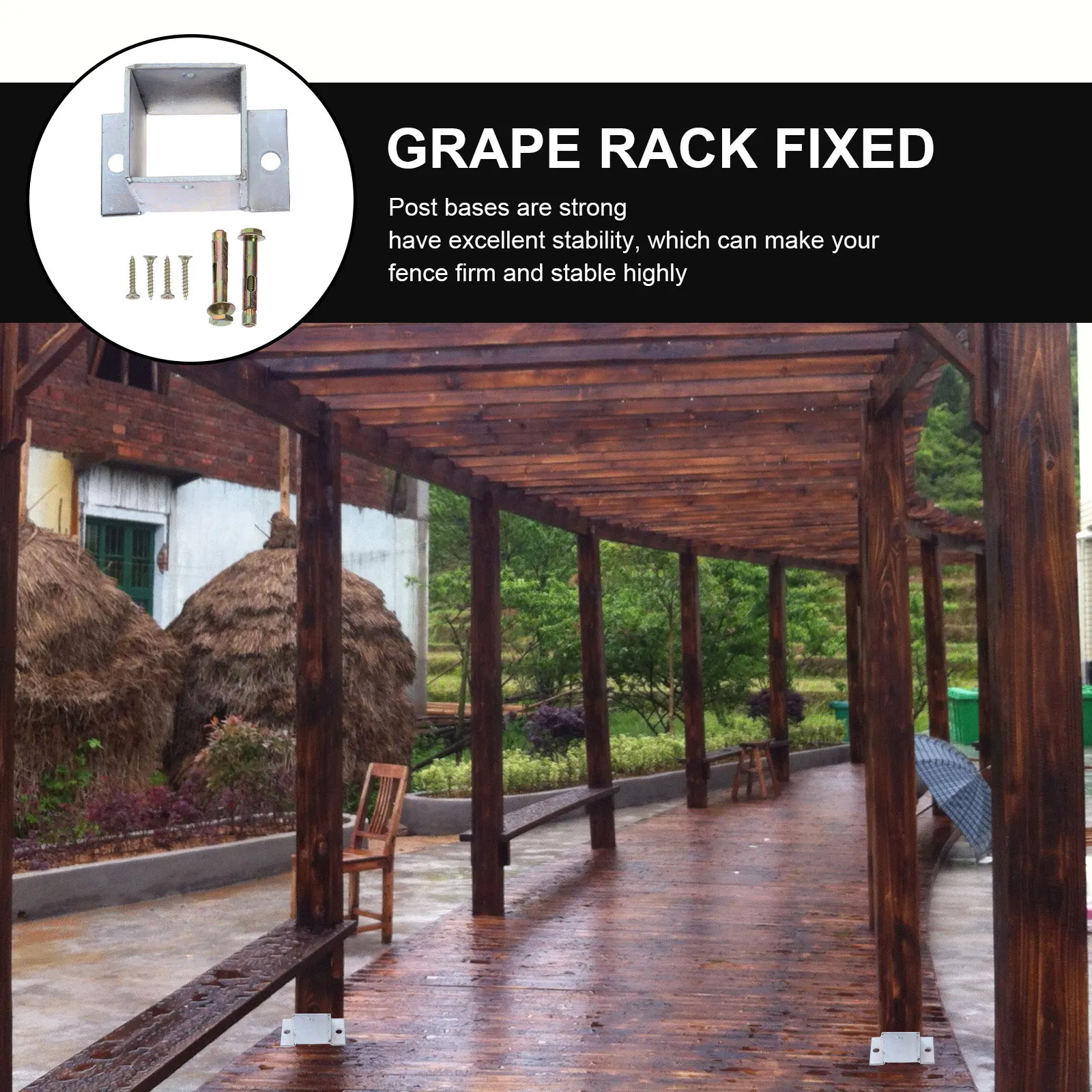 

Heavy Duty Silver Post Base Cover Square Post Brackets Screws Wood Floor Concrete Deck Porch Support Fence Anchor