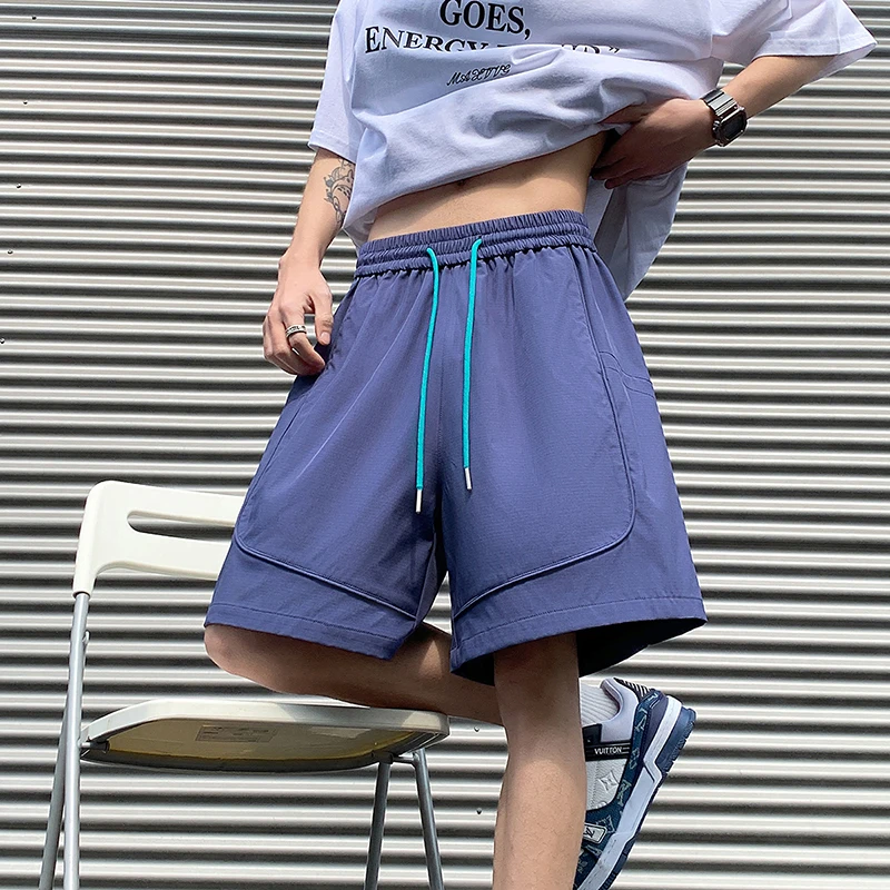 

Летние мужские шорты из ледяного шелка, свободные, прямого кроя, длиной до колена, быстросохнущие, с защитой от солнца, для работы и спорта, повседневные брюки