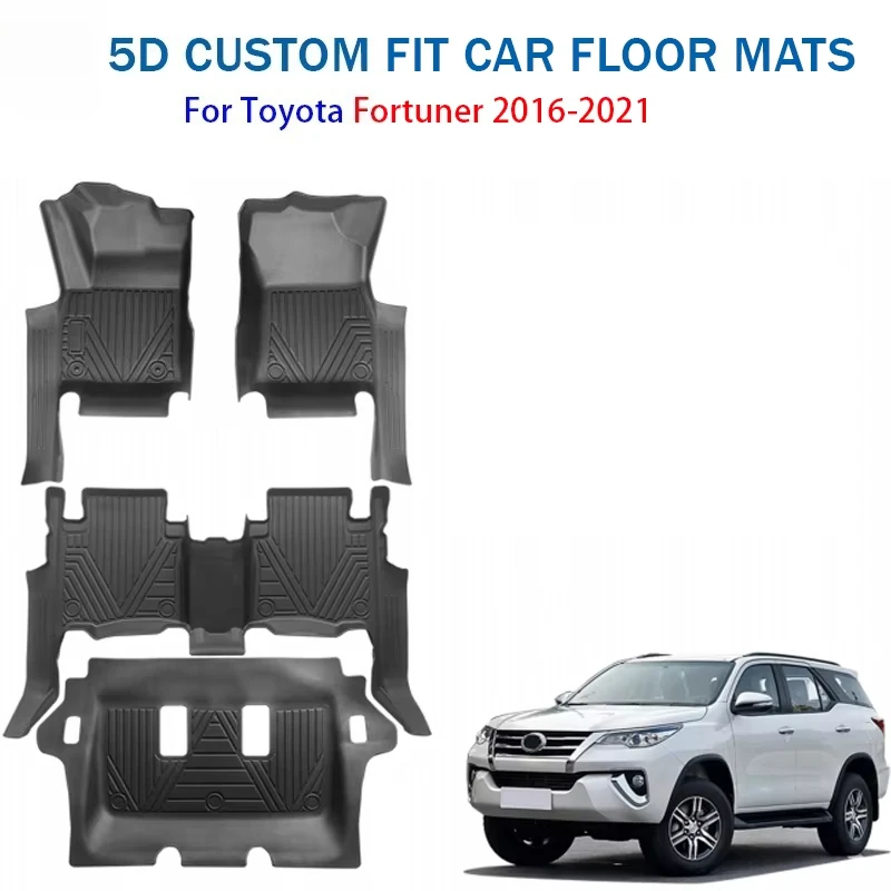 Factory Direct 5D TPE Custom Fit Car Floor Mats for Toyota Fortuner 2016-2021 LHD All Weather Waterproof Anti Slip Floor Liners