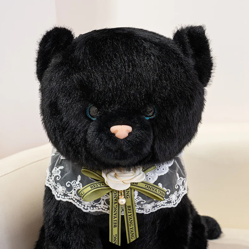 33cm/45cm Cute Lifelike Cat Plush Toy Simulation Soft And Comfortable Black Cat Kitten Stuffed Toy Birthday Gift