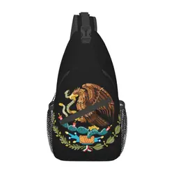 Custom Cool Coat Of Arms Of Mexico Crossbody Sling Backpack Men Mexican Flag Seal Shoulder Chest Bags for Camping Biking