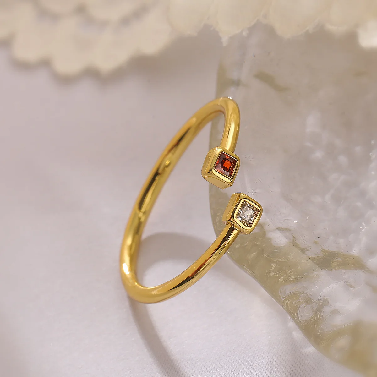 New Stainless Steel Zirconia Ring for Woman Gold Color Simple Style Ring Festival Party Fashion Jewelry Dropshipping