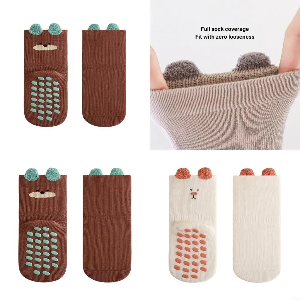

A5YC Autumn Infant Floor Socks Nonslip Soft Combed Cotton Elastic Toddler Socks