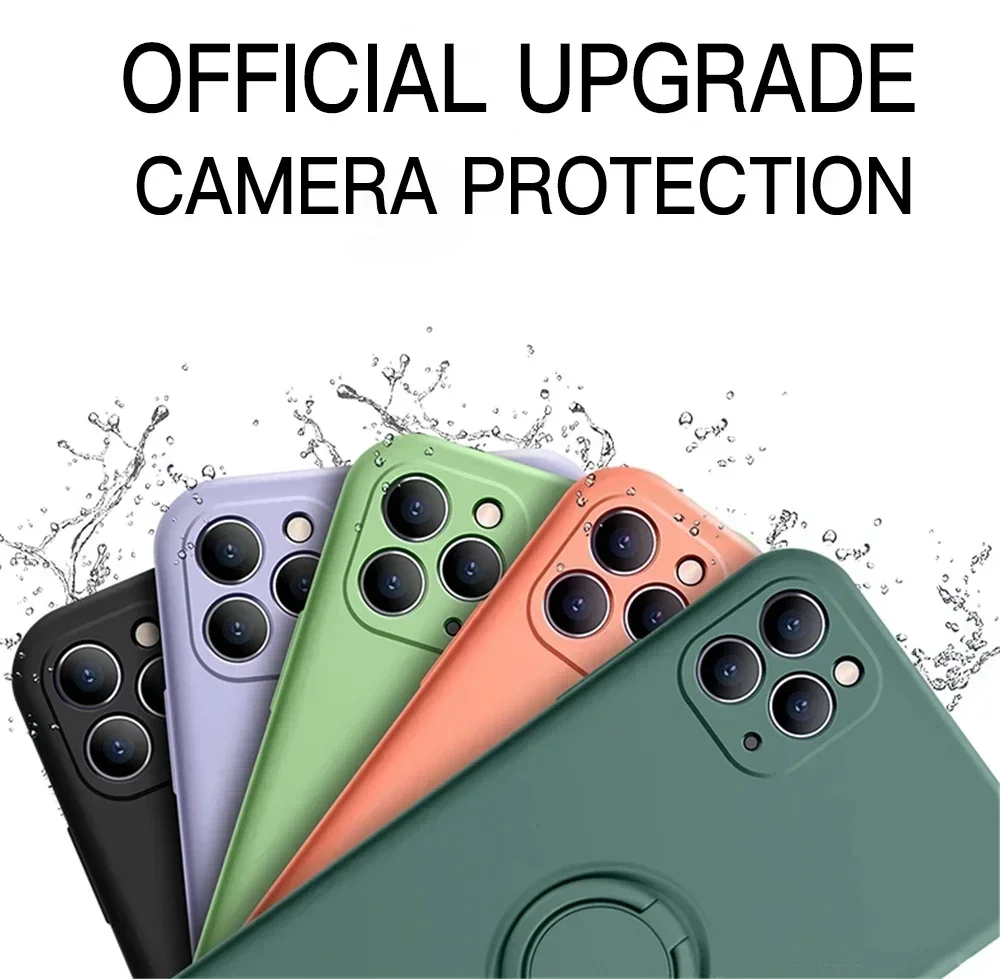 Liquid Silicone Finger Ring Magnetic Holder Bracket For iPhone  14 13 12 11 Pro Mini XR X XS Max 7 8 Plus Se 2020 Phone Case