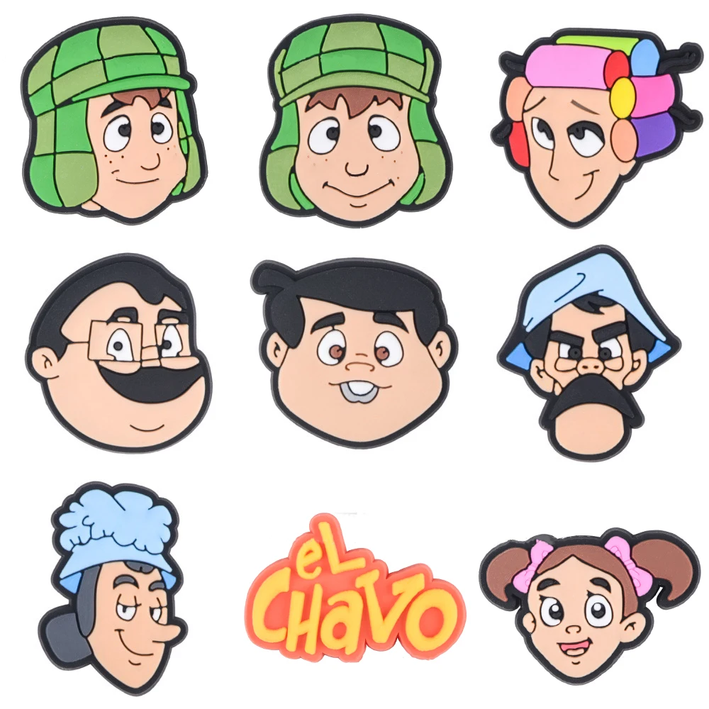 

1-22pcs EL Chavo Cartoon series Shoe Charms Shoe Accessories Decorations Fit Wristband Classic Clog Party Present