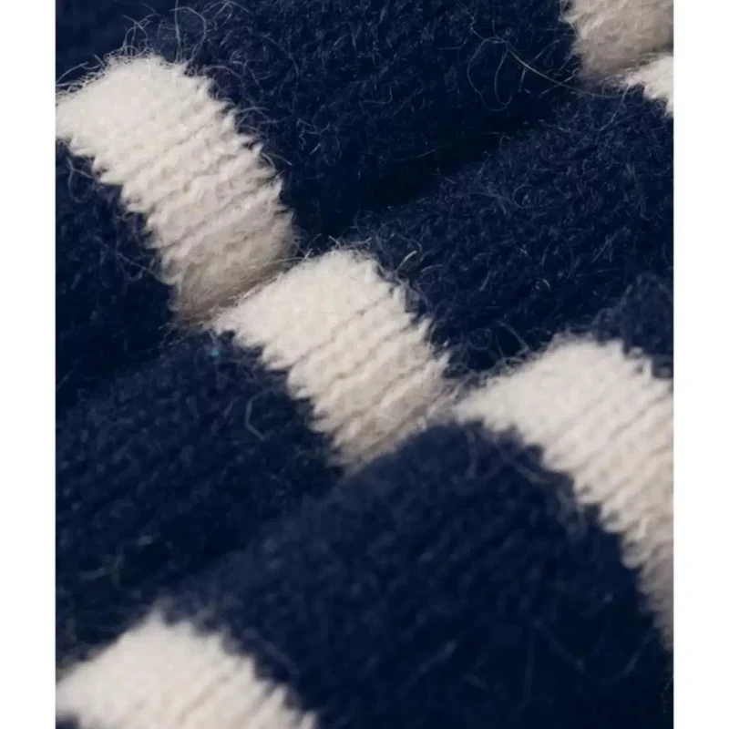 New Spring Autumn Women Spliced pullovers O-Neck Striped Fashion Loose Versatile Minimalist Casual Long-sleeved Knitted Top