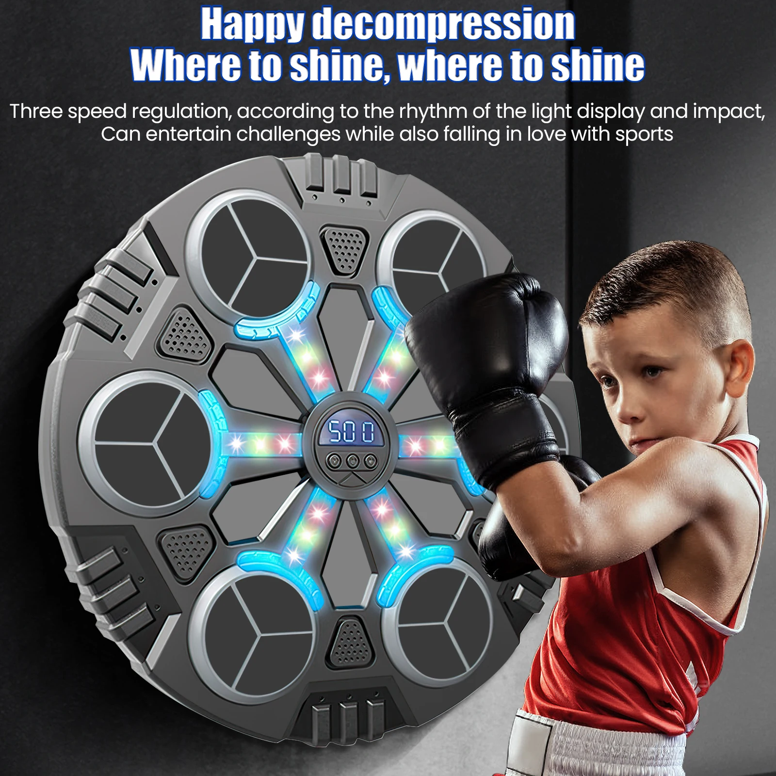 Kids Smart Bluetooth Music Boxing Trainer with Gloves, Interactive Rhythm Modes & Safe Design, Home Fitness for Children