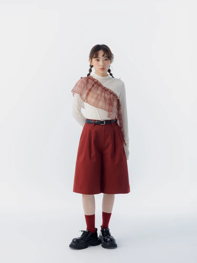 

Женские повседневные брюки Queenop из хлопкового твила на весну-лето, новые, простые, однотонные, с поясом, на молнии, с завышенной талией