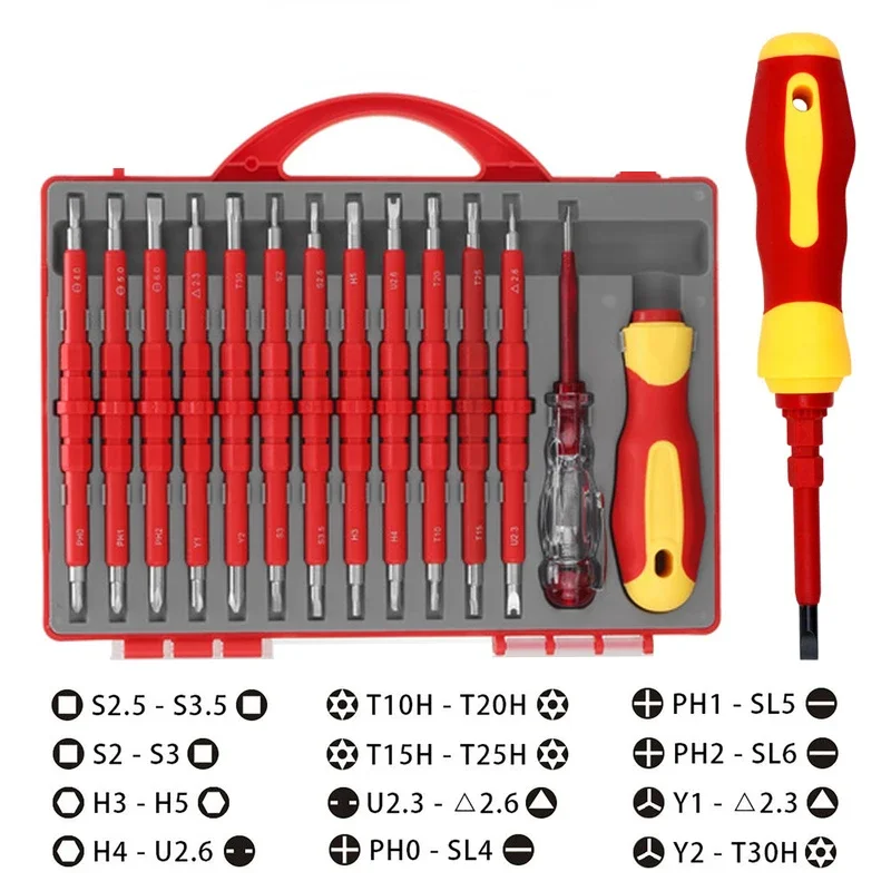 

Insulated Screwdriver Set Precision Screwdriver Magnetic Slotted Torx Bits Electrician Hand Tool Kit Screw Driver Repair Tool