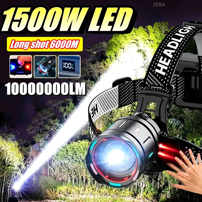 2026 USB Rechargeable Strong Light LED Headlamp 150000LM Powerful LED Headlight Super Bright Head Flashlight For Camping Hunting