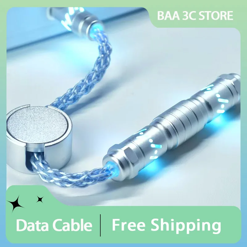 

Customized Hollow RGB Luminous Single Crystal Copper Type-C Aviation Plug Cable 8K Magnetic Axis Keyboard Cable PC Accessories