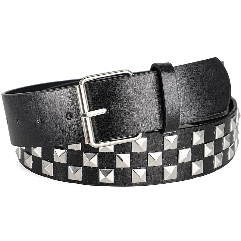 Bunter Nietengürtel für Damen, Unisex-Gürtel im Y2K-Stil, Heavy-Metal-Gürtel, europäischer und amerikanischer Punk-Rock-Jeansgürtel – Detail 7