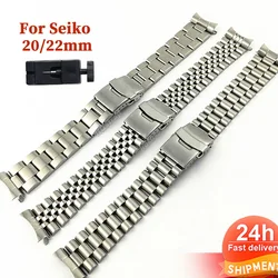 20mm 22mm Solid Stainless Steel Band Curved End Replacement Strap for Seiko SKX007 SKX009 SKX011 with Tool Bracelets Accessories