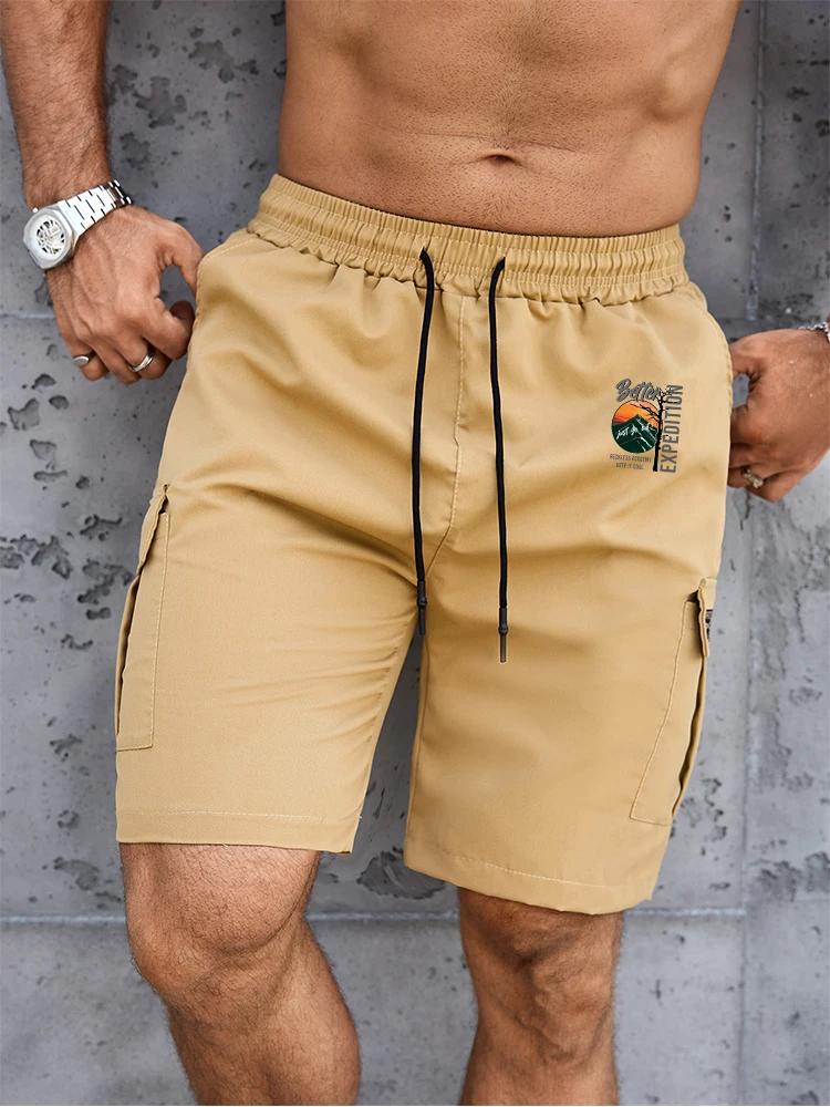 Summer Men's Cargo Shorts Loose Casual Elastic Waist Outdoor Jogging Tactical Shorts Multi-pockets Male Work Hiking Short Pant