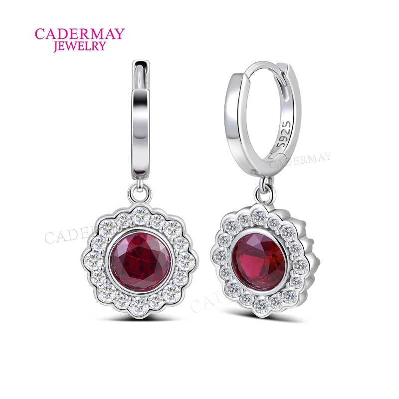 Cadermay Lab Ruby Jewelry Set 925 Silver Lab Ruby Earings Ring Pendant Women Jewelry Set Gift Party Wedding