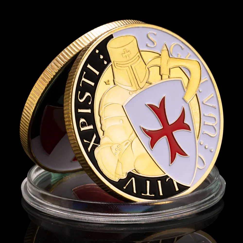 Kindom of Morocco Knight Templar Souvenir Golden Plated Coin Collectible Gift Christ Cross Collection Art Commemorative Coin