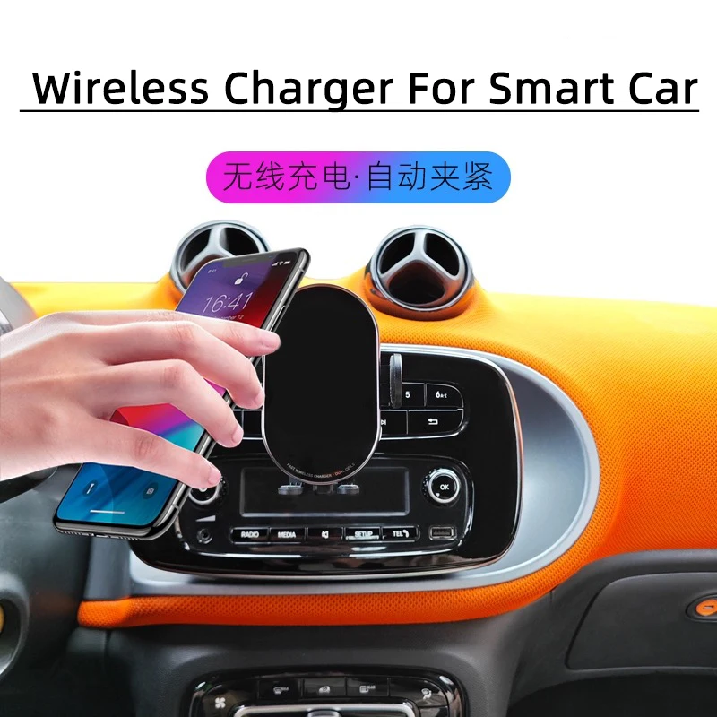 

Car Fast Wireless Charger Phone Holder for Smart 453 451 fortwo forfour Infrared Sensor Automatic Quick Charge