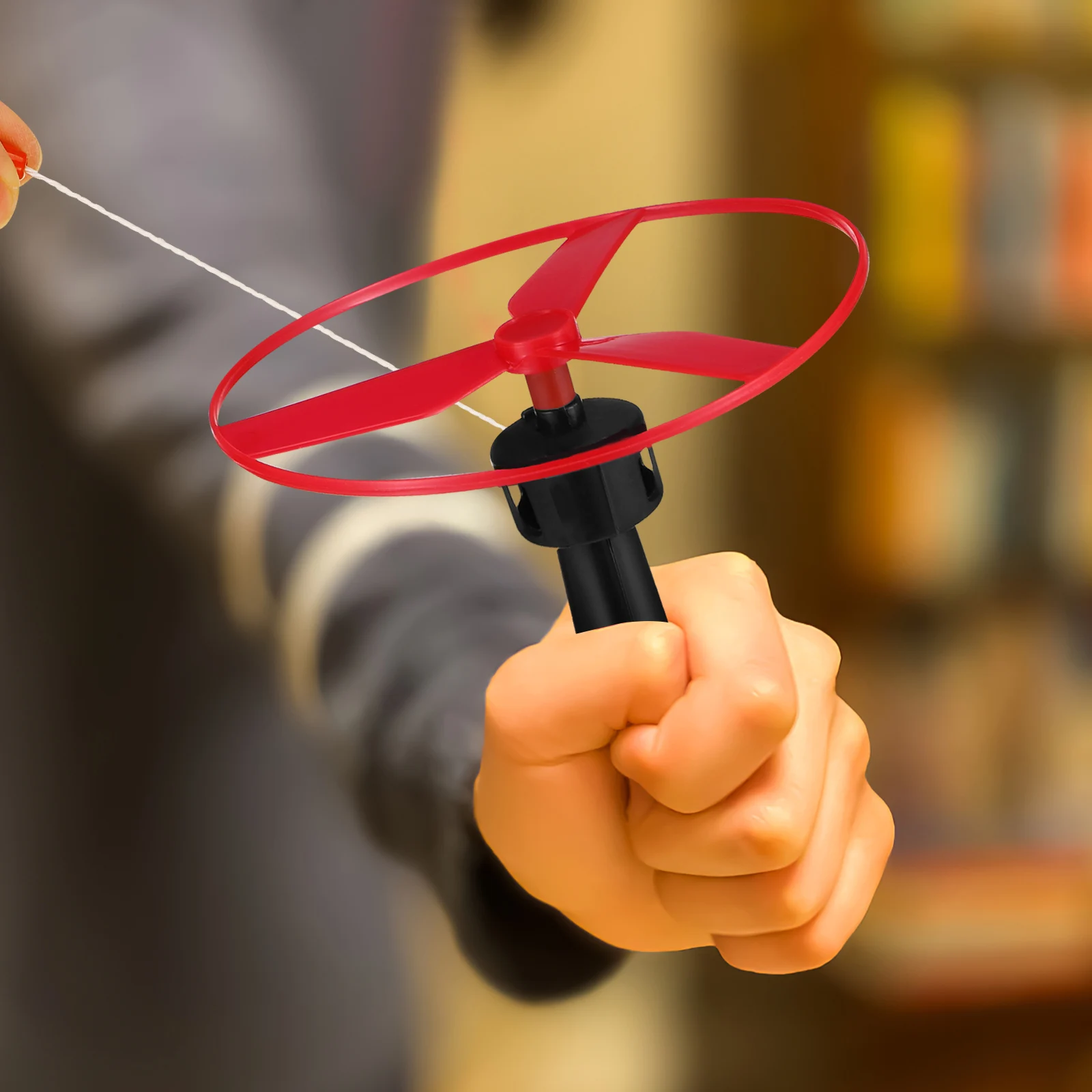 1Set Propeller Flying Disc Saucers Pull String Outdoor Fun Flying Helicopter Disc Chasing Game Kid Playthings Training Shooter