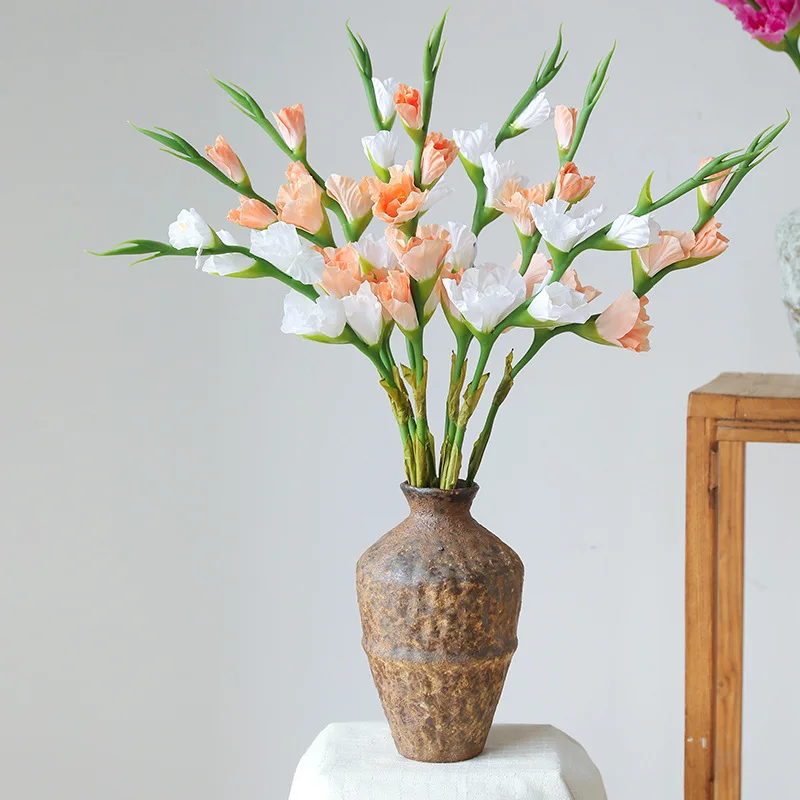 3Pcs Artificial Moisturizing Gladiolus Reao Touch Flowers Luxury Home Decoration Fake Flowers Wedding Party Table Floral Layout