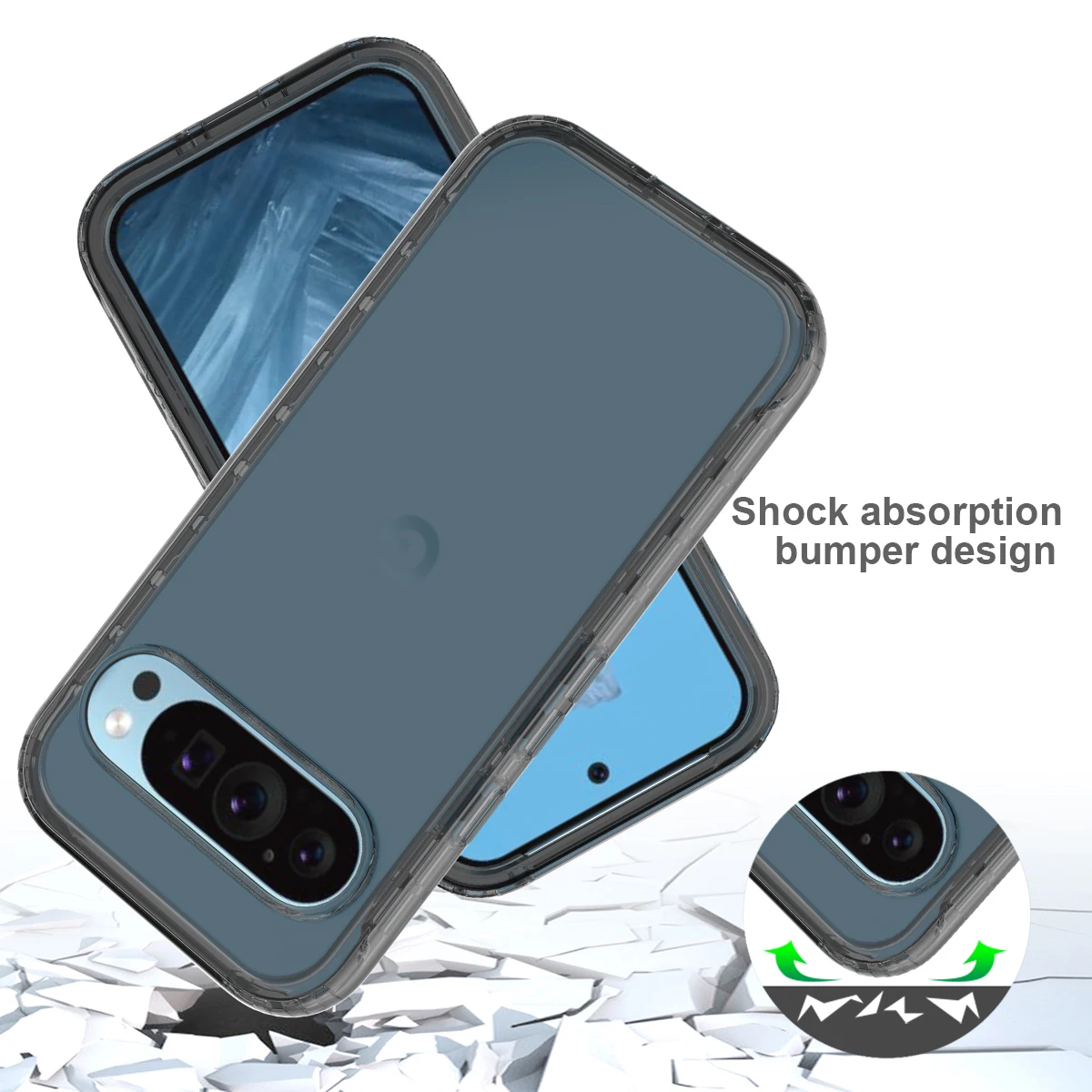 Shockproof Clear PC Frame TPU Soft Back Phone Case For Google Pixel 9 Pro XL, Anti- Yellow Slim Hybrid Transparent Cover Funda