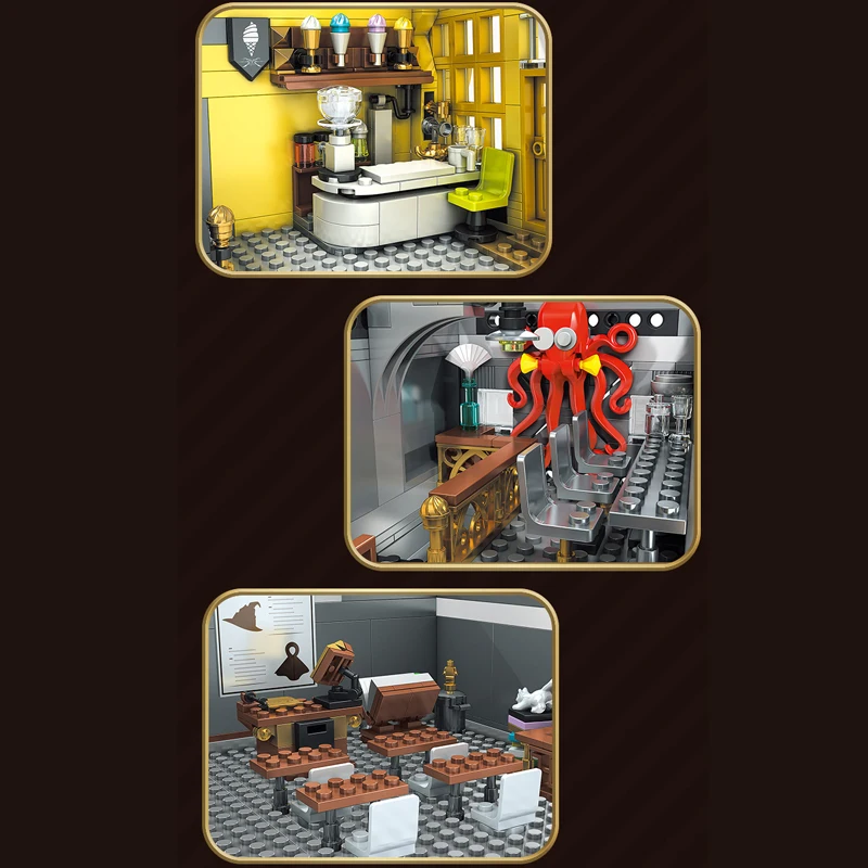 MOC اللبنات سلسلة الأفلام السحرية متجر الكتب نموذج عرض الشارع اللعب لتقوم بها بنفسك تجميع الطوب مجموعة الإبداعية عرض الهدايا #4