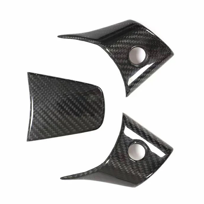 3 PCS Paste Style Carbon Fiber Steering Wheel Patch Cover Trim For Tesla Model 3 Y 2016 Up